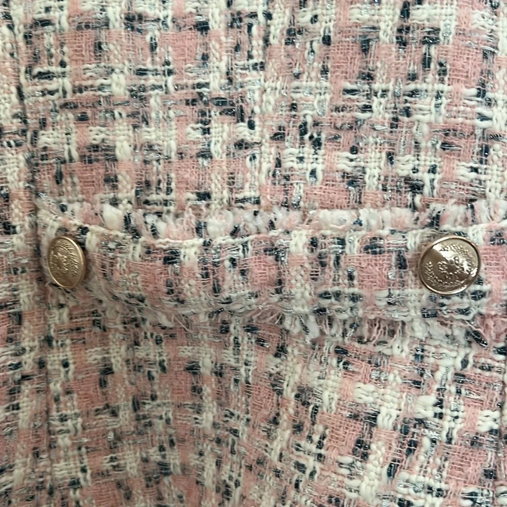 $200 WHBM  Shimmery Womens Pink Tweed Jacket size 14 NEW - Picture 6 of 15